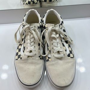 cream checkered vans